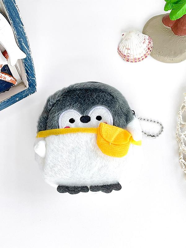 Cute Cartoon Penguin Design Zipper Wallet, Lovely Plush Wallet for Women & Girls, Fashionable Bag for Daily Use