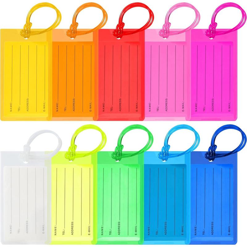 10 count Luggage Tags Suitcases PVC Travel Bag & Baggage ID Label Tags Travel Essentials