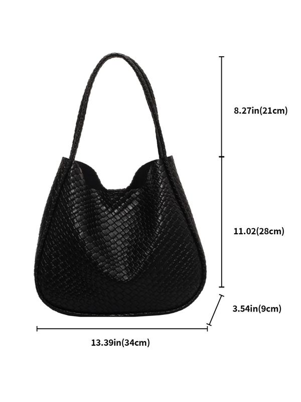 Women's Fashionable Solid Braid Tote Bag, Casual Large Capacity Shoulder Bag for Work, Retro High-quality Daily Commuting Bag