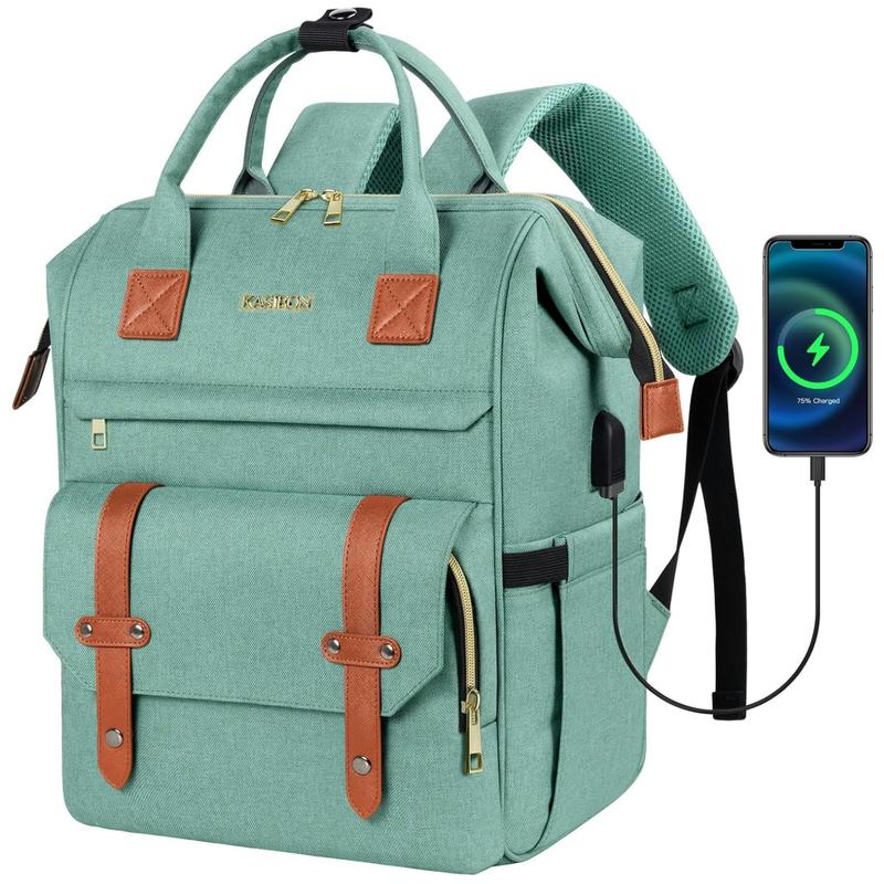 Laptop Backpack for Women,  with Charging Port, Backpack for Nurse, Back to School, Business, Waterproof, Wide Open, Christmas Gifts