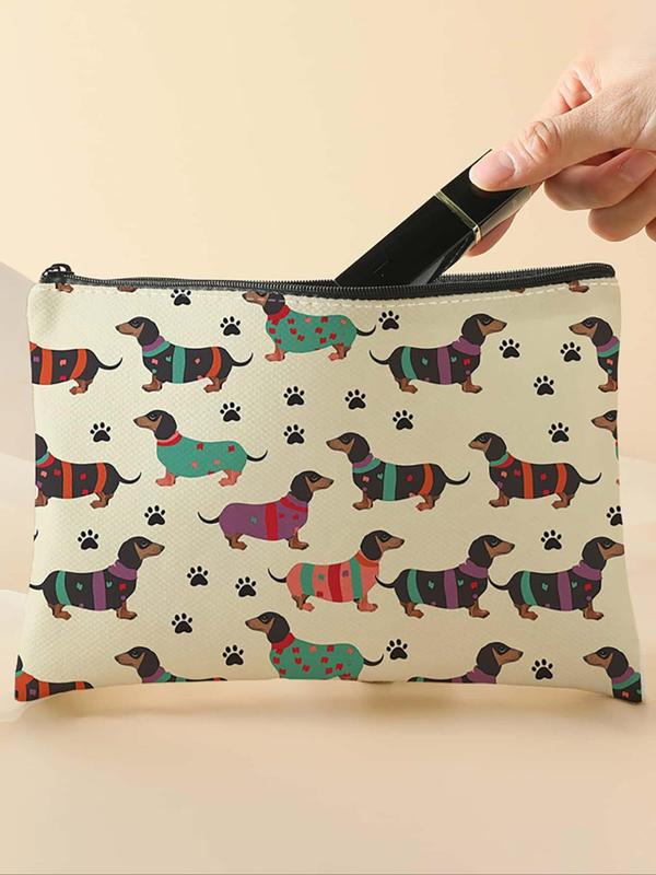 Random Color Dog Pattern Makeup Bag, 2024 New Style Multi-functional Storage Bag, Travel Makeup Bag, Suitable for Leisure Travel, Business Trips