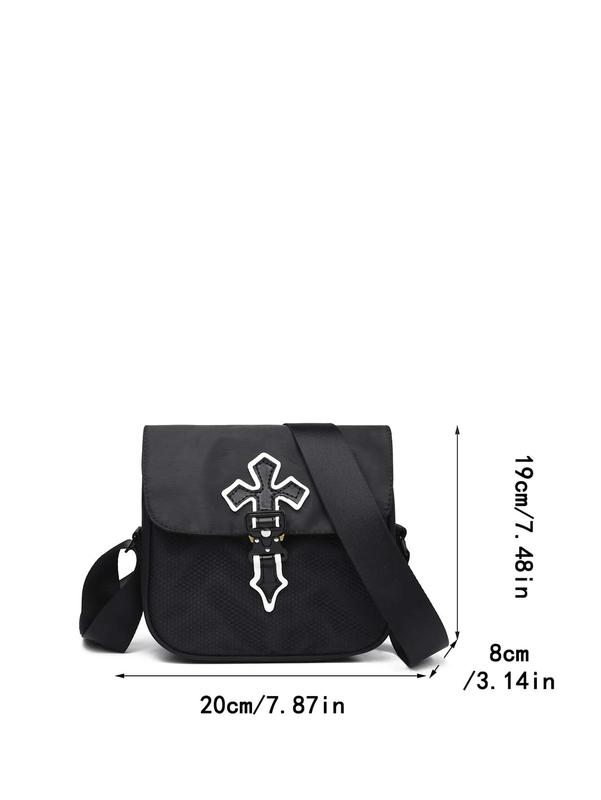 Classic Black And White Logo Messenger Bag For Men, Perfect For Outdoor And Casual Wear, Messenger Bag