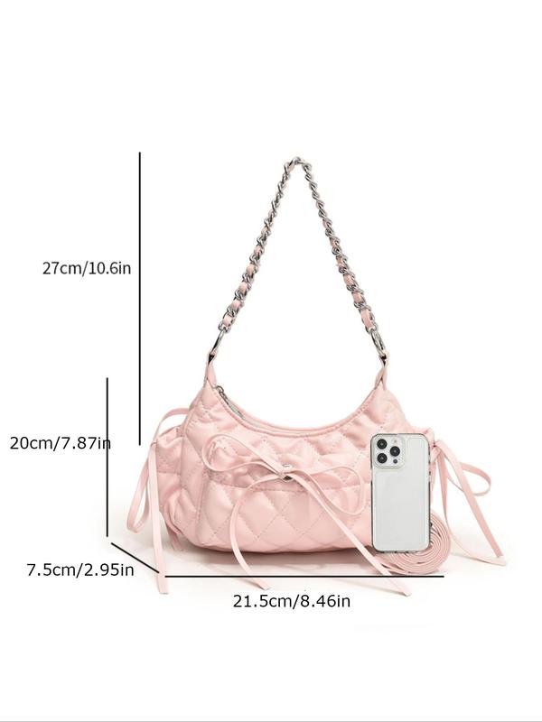 Women's Elegant Bowknot Decor Shoulder Bag, Fashionable Chain Decor Crossbody Bag for Daily Used, Casual Trendy Versatile High-quality Daily Commuting Bag