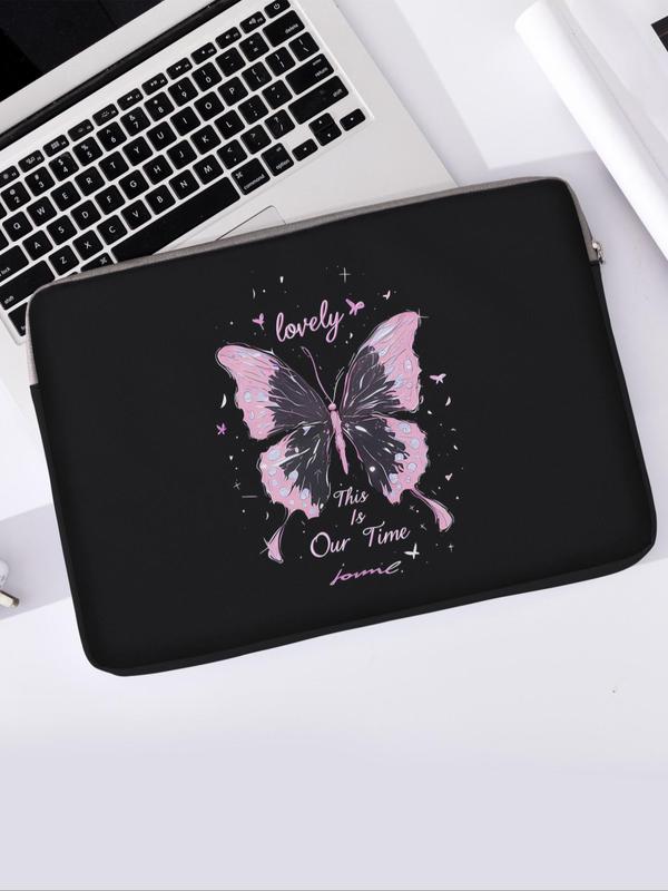 Butterfly & Letter Pattern Laptop Bag, Soft Laptop Cover, Laptop Zipper Storage Bag, Suitable for Laptop, Tablet Cover, Laptop Accessories