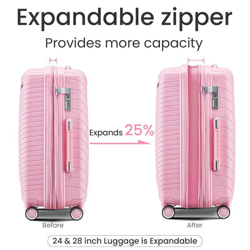 Luggage Sets 4 Piece(14 20 24 28), Expandable Lightweight Suitcase with 4 Double 360 Degrees Mute Spinner Wheels PP Materials Durable TSA Lock Travel Luggage