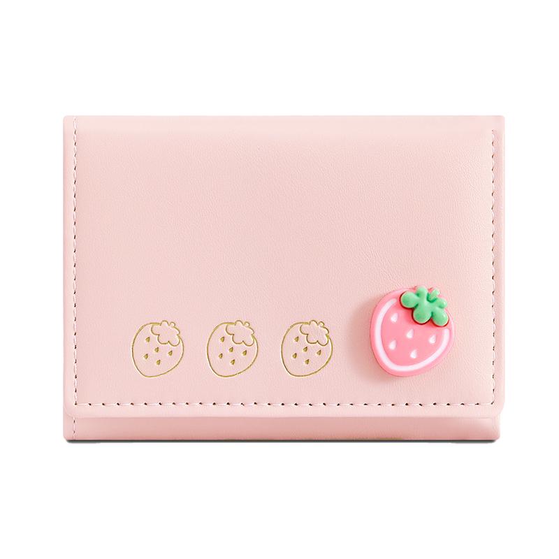 Small Cute Strawberry Wallet with ID Window & 7 Credit Card Slots