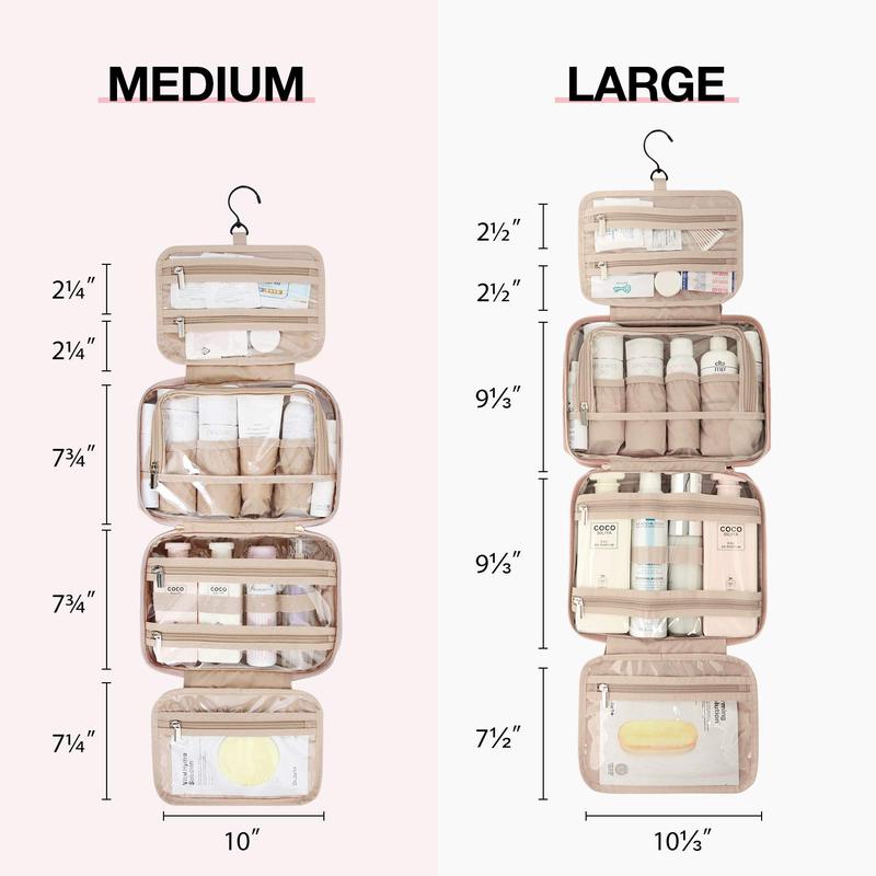 BAGSMART Toiletry Bag Hanging Travel Makeup Organizer with TSA Approved Transparent Cosmetic Bag Makeup Bag for Full Sized Toiletries