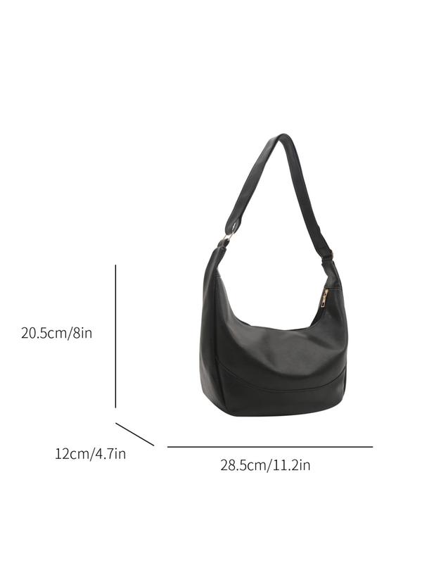 Women's Solid Color Shoulder Bag,  Fashionable Large Capacity Zipper Shoulder Bag for Daily Used, Casual Trendy Versatile High-quality Daily Commuting Bag