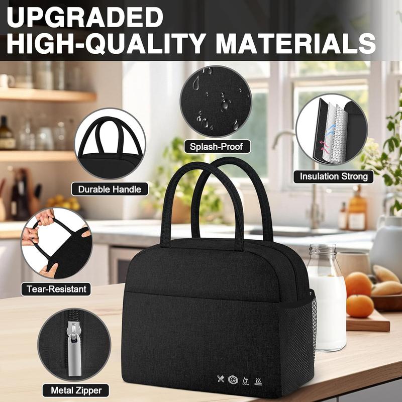 Lunch Bag Women, Lunch Box for Women Men Insulated Reusable Lunch Bag Large Capacity Lunch Tote Bag Lunch Container for Office Work Picnic Beach or Travel,Black