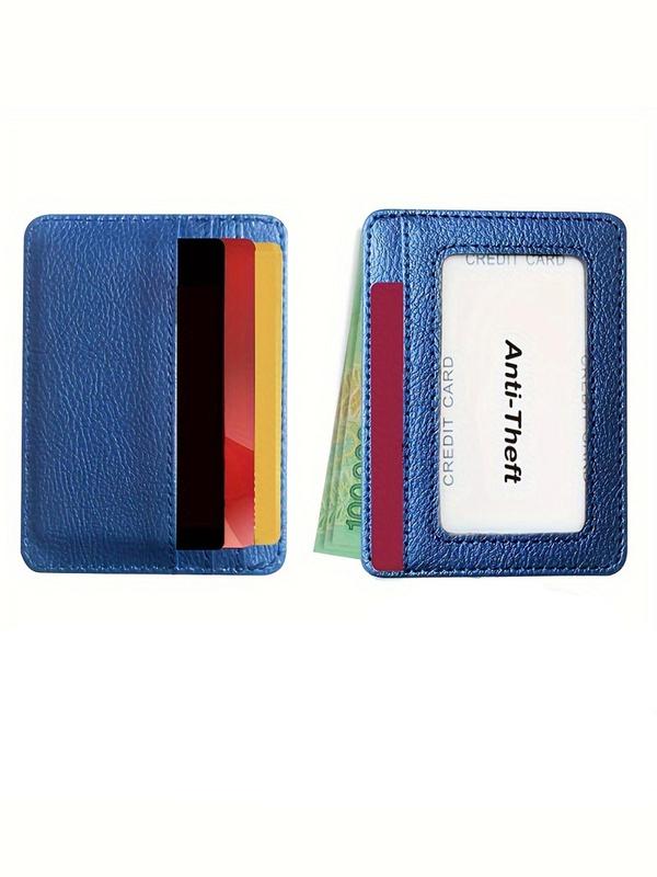 Women's Simple Slim Plain Pu Leather Card Holder with Id Windows, 2024 New Style Casual Multi Card Slot Card Holder, Fashionable Money Saving Wallet for Daily Use