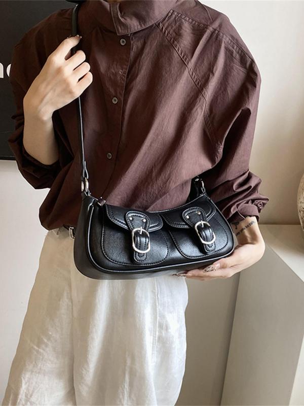 Women's Fashionable Solid Color Baguette Bag, Casual  Shoulder Bag for Daily Used, Trendy Versatile High-quality Daily Commuting Bag