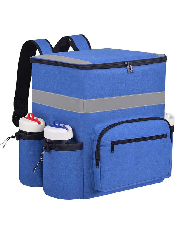 Large Lunch Bag with 4 Cup Holder, Insulated Bag with Reflective Strip, Lunch Bag for Cycling Delivery Pizza & Food