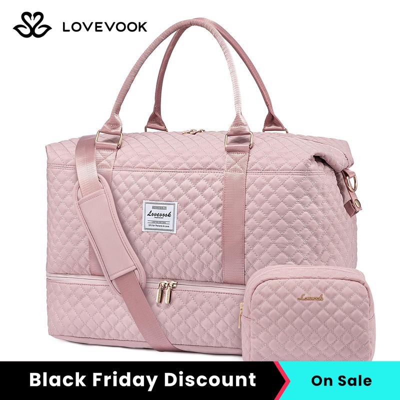 LOVEVOOK Weekender Bag Travel Duffel Bag with Shoe Compartment and Toiletry Bag for Women, Carry on Overnight Bag