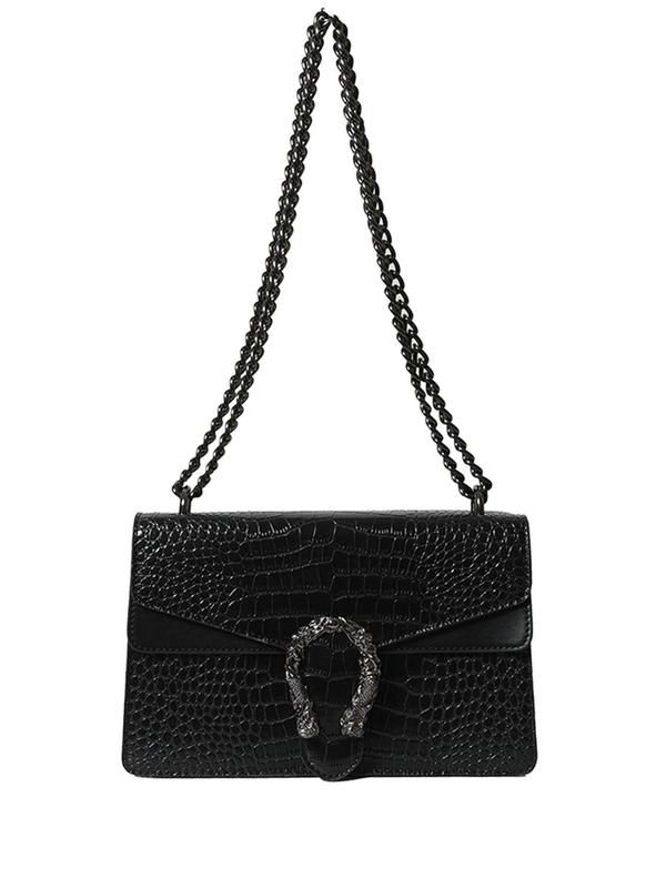 Women's Elegant Fashion Chain Strap Crocodile Embossed Crossbody Bag, Trendy Versatile Shoulder Bag, Casual High-quality Daily Commuting Bag, Girl Fashionable Bag