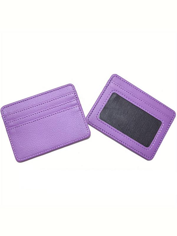 Women's Simple Slim Plain Pu Leather Card Holder with Id Windows, 2024 New Style Casual Multi Card Slot Card Holder, Fashionable Money Saving Wallet for Daily Use