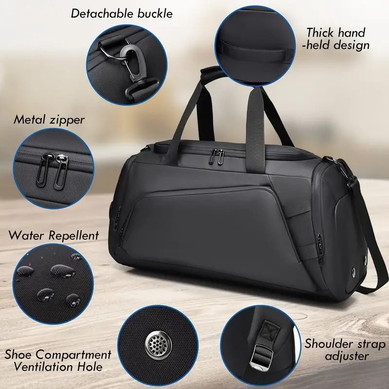 Spacious Unisex Duffel Bag - Water-Resistant, Ventilated, Multiple Compartments, Shoe Compartment, Padded Shoulder Straps