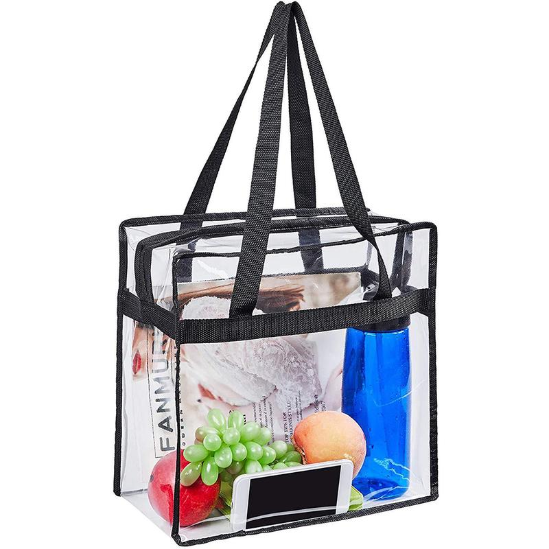 2Pcs Clear Tote Bags Large Capacity Transparent Shoulder Bag Flexible Clear Lunch Bag for Concerts Sporting Events Music Festivals Work School Gym