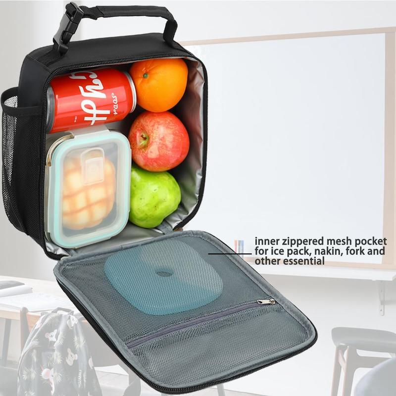 Lunch Box for  Men Women, Insulated Small Soft Cooler Lunch Bag Kit for School Work Picnic Travel - Reusable Portable lunchbox, Black