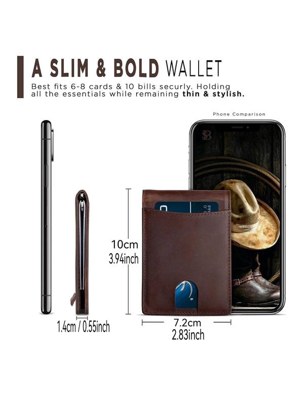 Minimalist Wallet with Money Clip, Plain Color Ultra Thin Card Holder, RFID Blocking Card Holder, Anti-theft Swipe Card Bag, Men's and Women's Barrier Wallet