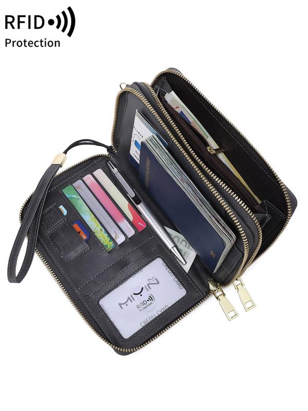 2024 New Style Pu Leather Rfid Passport Cover, Large Capacity Travel Document Storage Bag with Strap, Multi-functional Mobile Phone Wallet, Card Holder, Purses for Men & Women