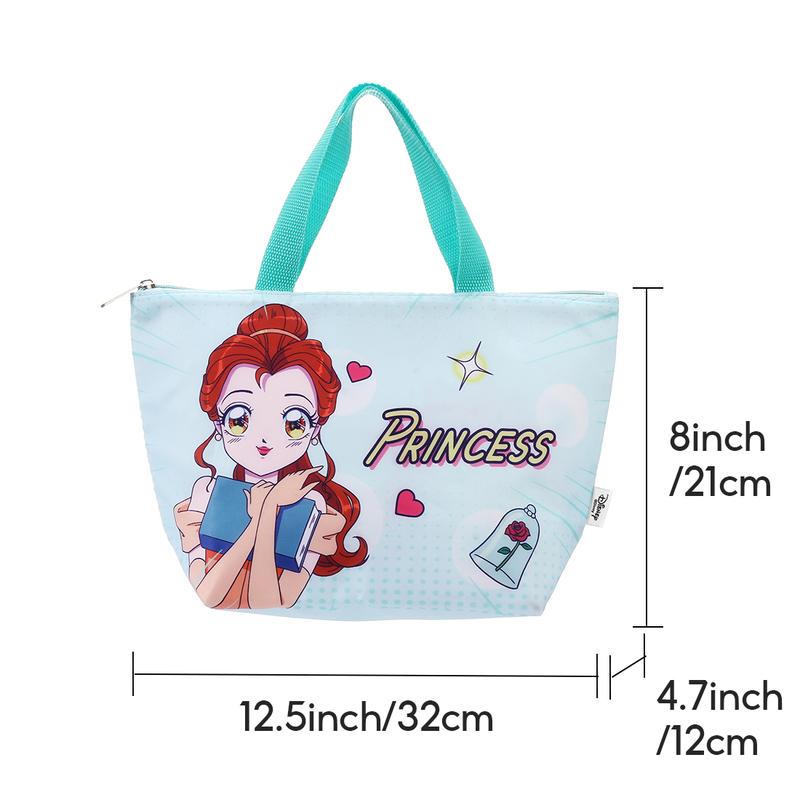 Disney Fantasy Princess Force Series Bell Lunch Bag Light Green Lunch Pouch Lightweight Thermos Lunch Bag Cute Lunch Box Bag