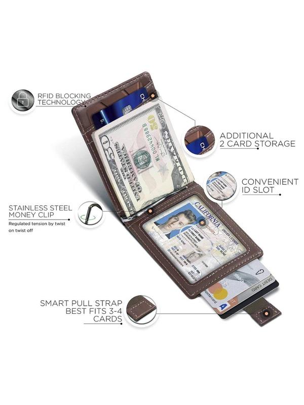 Minimalist Wallet with Money Clip, Plain Color Ultra Thin Card Holder, RFID Blocking Card Holder, Anti-theft Swipe Card Bag, Men's and Women's Barrier Wallet