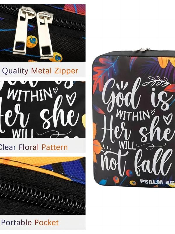 Creative Letter & Plant Pattern Decoration Travel Bag,  Zipper Travel Bag with Handle, Travel Organizer for Women & Girls