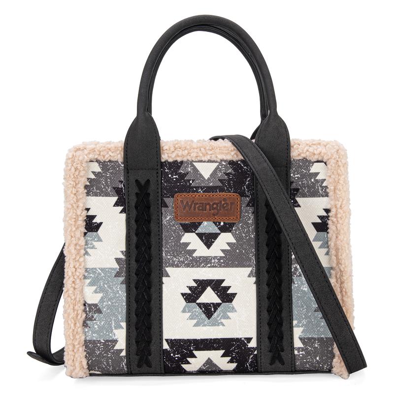 Wrangler Fall Winter New Product Southwestern Dual Sided Print Canvas Tote Crossbody Bag