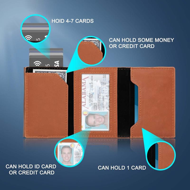 Mens Wallet with Holder,Minimalist Card Holder, Leather Wallet for Men,Pop-Up Card Holder