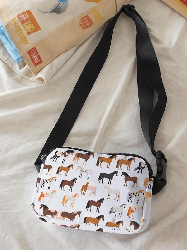 Horse Pattern Fanny Pack, Large Capacity Travel Organizer, Portable Travel Belt Bag, Casual and Stylish Belt Bag with Zipper Closure