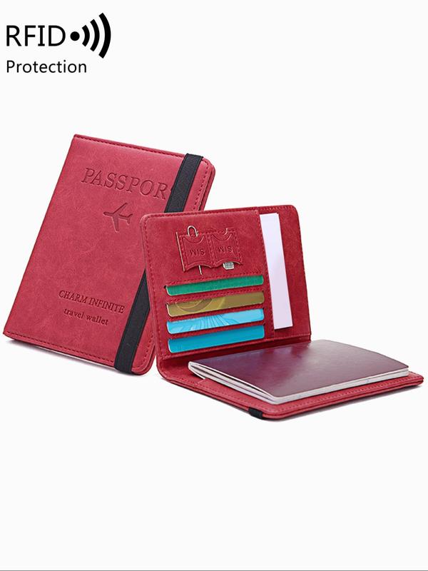 Summer RFID Anti-theft Swipe Letter Pattern Passport Holder, Business Fashion Multi Card Slot Bifold Wallet, Multi Functional Certificate Folder