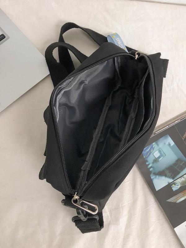 Men's Fashionable Casual Patched Design Nylon Crossbody Bag, Lightweight Simple Design Sporty Square Crossbody Bag with Adjustable Strap for Daily Used, Summer Matching Bag