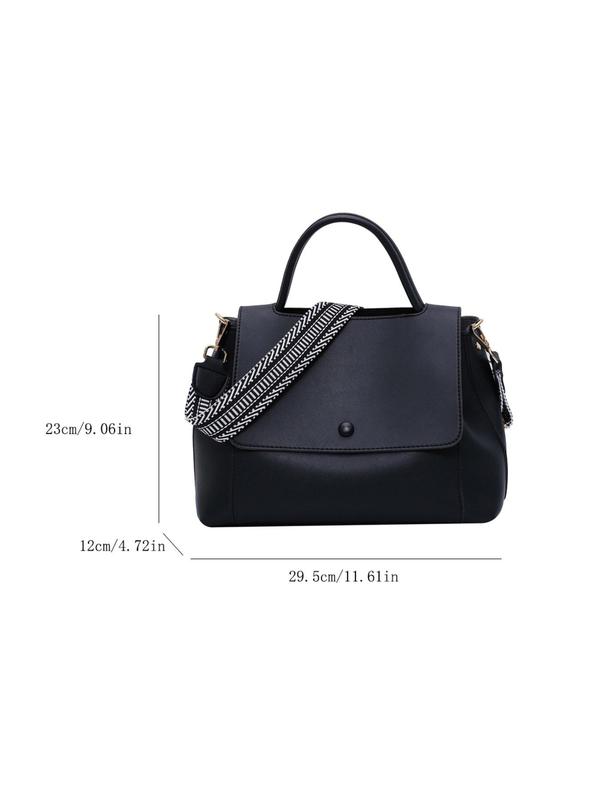 Summer Fashion Solid Color Large Capacity Handbag with Geometric Pattern Bag Strap, Casual Trendy Versatile High-quality Daily Commuting Bag for Daily Used