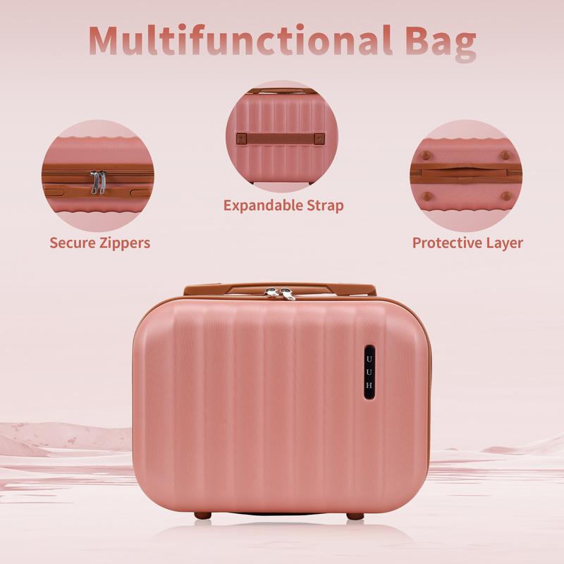 UUH luggage set, stylish frosted hard shell, durable luggage, ideal for solo travel, high-quality luggage with spinner wheels and a telescoping handle