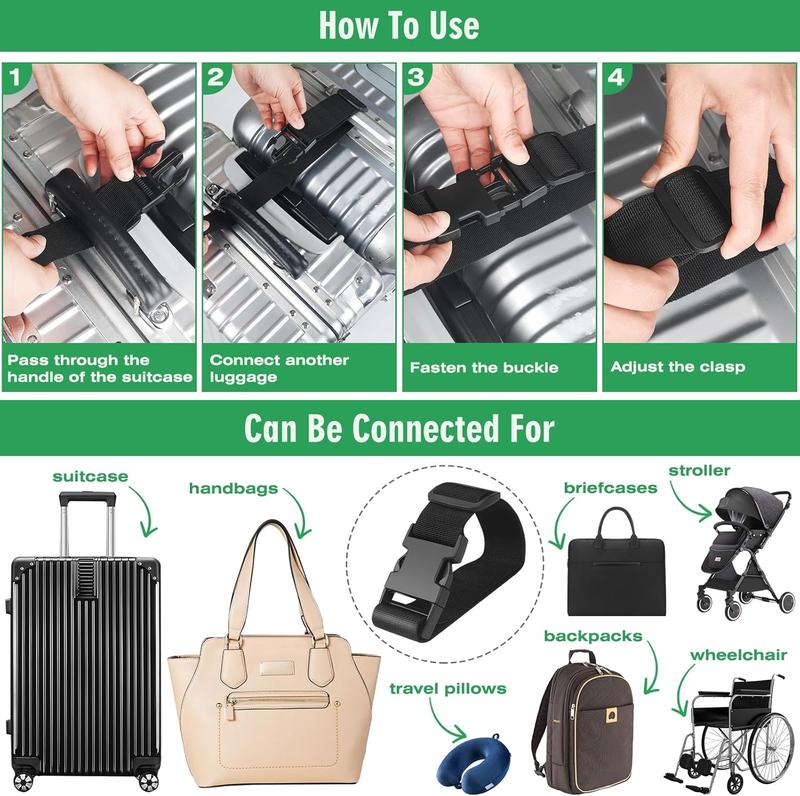 2 count Add a Bag Luggage Straps for Suitcase, Adjustable Suitcase Strap, Travel Accessories Travel Attachment for Connecting Two Suitcases or Smaller Packages Together -Black