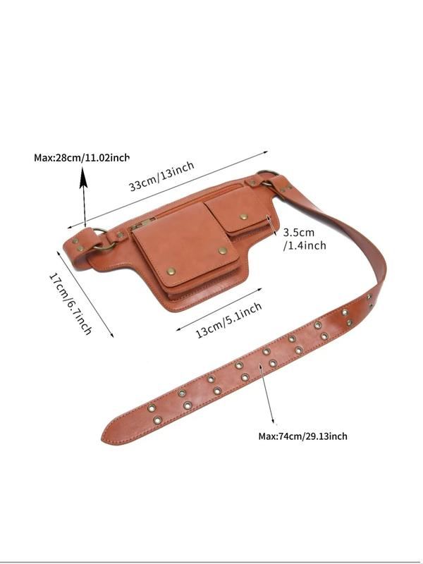 Women's Solid Color Fanny Pack, Fashionable Adjustable PU Leather Sling Bag for Daily Used, Casual Trendy Versatile High-quality Daily Commuting Bag Travel Essentials