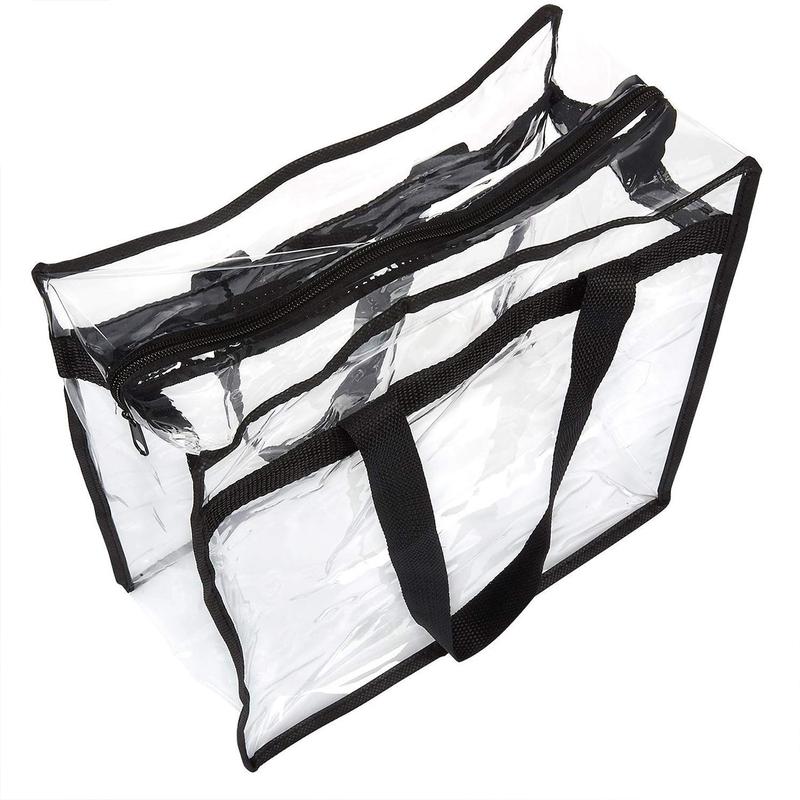 2Pcs Clear Tote Bags Large Capacity Transparent Shoulder Bag Flexible Clear Lunch Bag for Concerts Sporting Events Music Festivals Work School Gym