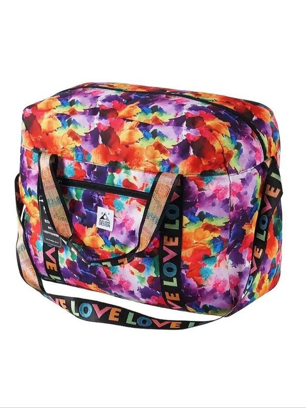 Random Print Foldable Travel Bag with Makeup Bag Set, Lightweight Zipper Travel Bag, Portable Luggage Bag Set, Short-distance Package for Women & Men