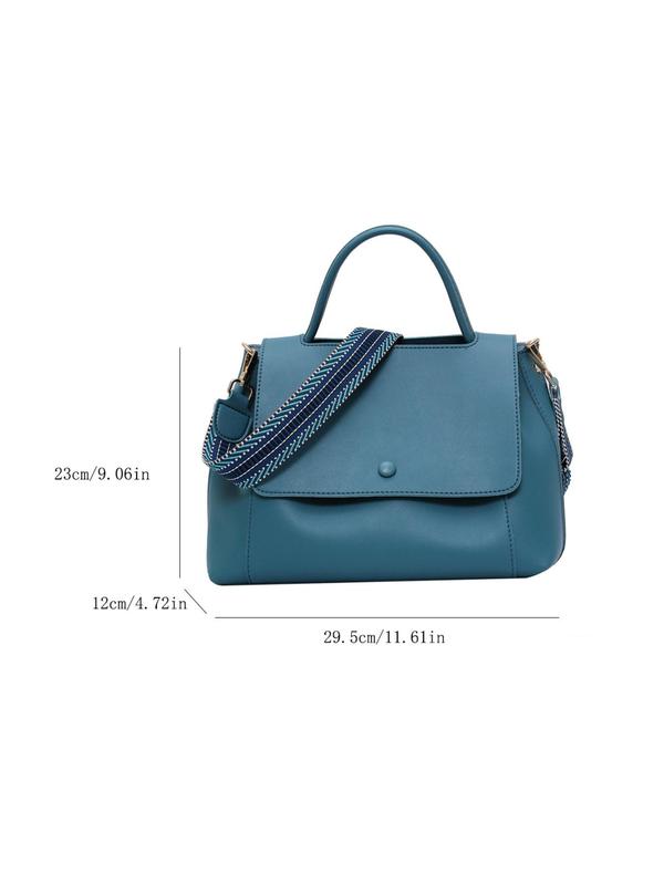 Summer Fashion Solid Color Large Capacity Handbag with Geometric Pattern Bag Strap, Casual Trendy Versatile High-quality Daily Commuting Bag for Daily Used