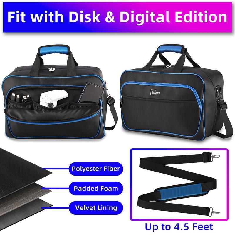 Carrying Case with Shoulder Strap & Handle, Large Capacity Storage Bag, Protective Travel Bag Compatible with PS5 15.6 Inch Laptop, Suitable for Business Trip Travel Stay Work Commute, Stocking Fillers Gift