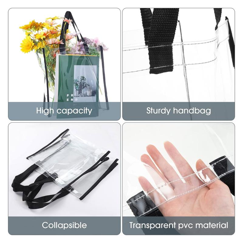 2Pcs Clear Tote Bags Large Capacity Transparent Shoulder Bag Flexible Clear Lunch Bag for Concerts Sporting Events Music Festivals Work School Gym