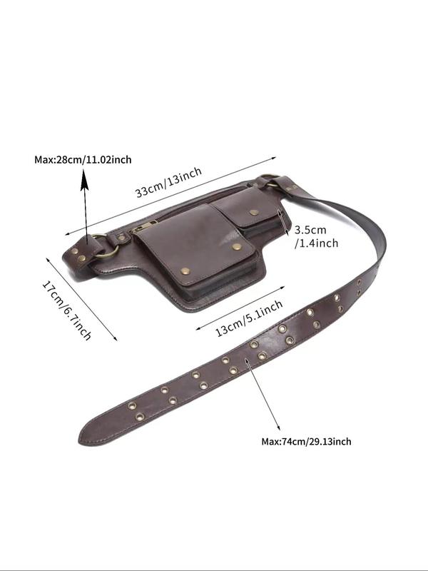 Women's Solid Color Fanny Pack, Fashionable Adjustable PU Leather Sling Bag for Daily Used, Casual Trendy Versatile High-quality Daily Commuting Bag Travel Essentials