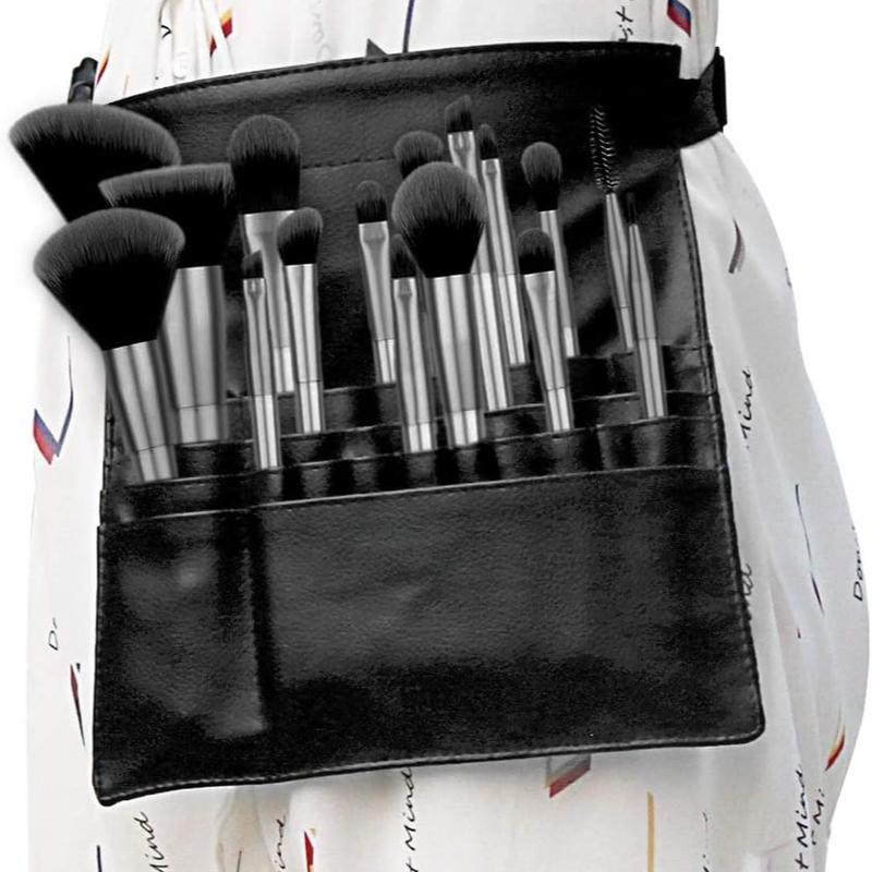 Makeup Brush Bag Case Portable 22 Pockets Cosmetic Brush Pouch Makeup Brushes Organizer Bag with Artist Waist Belt Strap for Women Girl