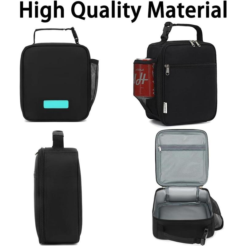 Lunch Box for  Men Women, Insulated Small Soft Cooler Lunch Bag Kit for School Work Picnic Travel - Reusable Portable lunchbox, Black