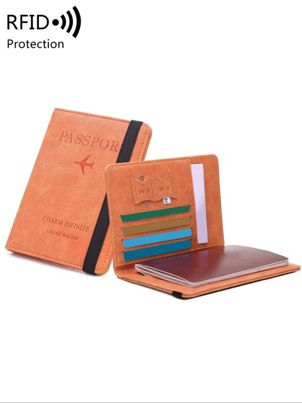 Summer RFID Anti-theft Swipe Letter Pattern Passport Holder, Business Fashion Multi Card Slot Bifold Wallet, Multi Functional Certificate Folder