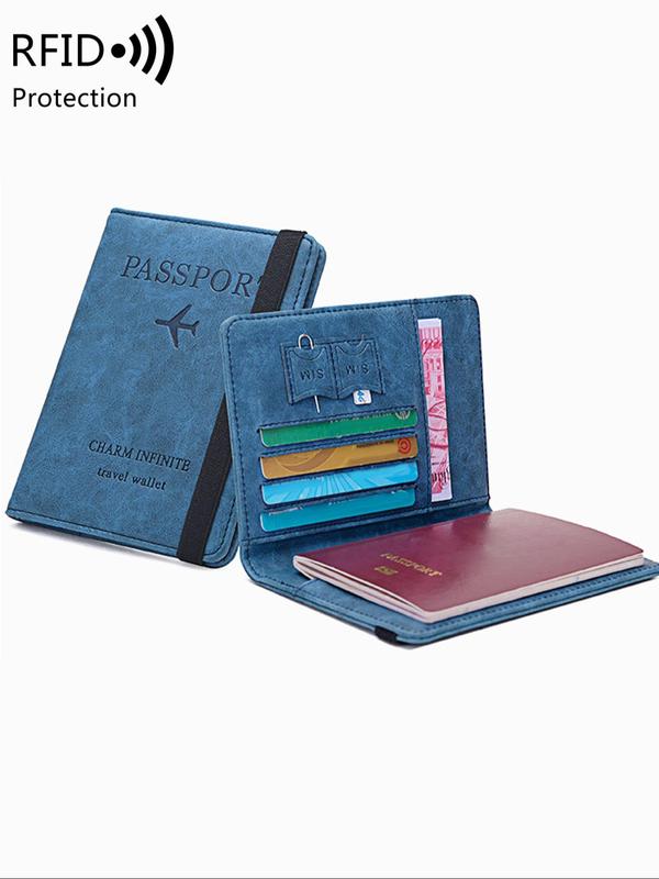 Summer RFID Anti-theft Swipe Letter Pattern Passport Holder, Business Fashion Multi Card Slot Bifold Wallet, Multi Functional Certificate Folder