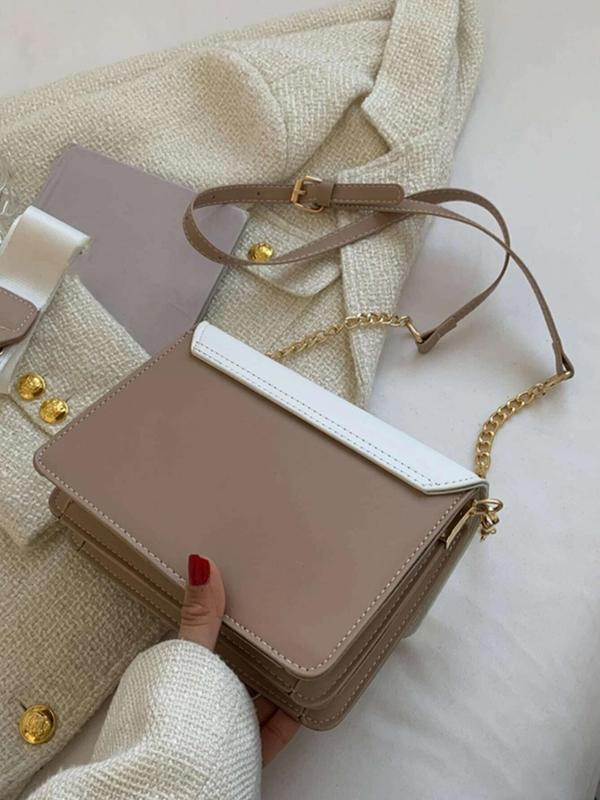 Women's Elegant Casual Colorblock Flap Square Bag, Trendy Minimalist Crossbody Bag, Chic All-match Crossbody Bag for Daily & Work Use