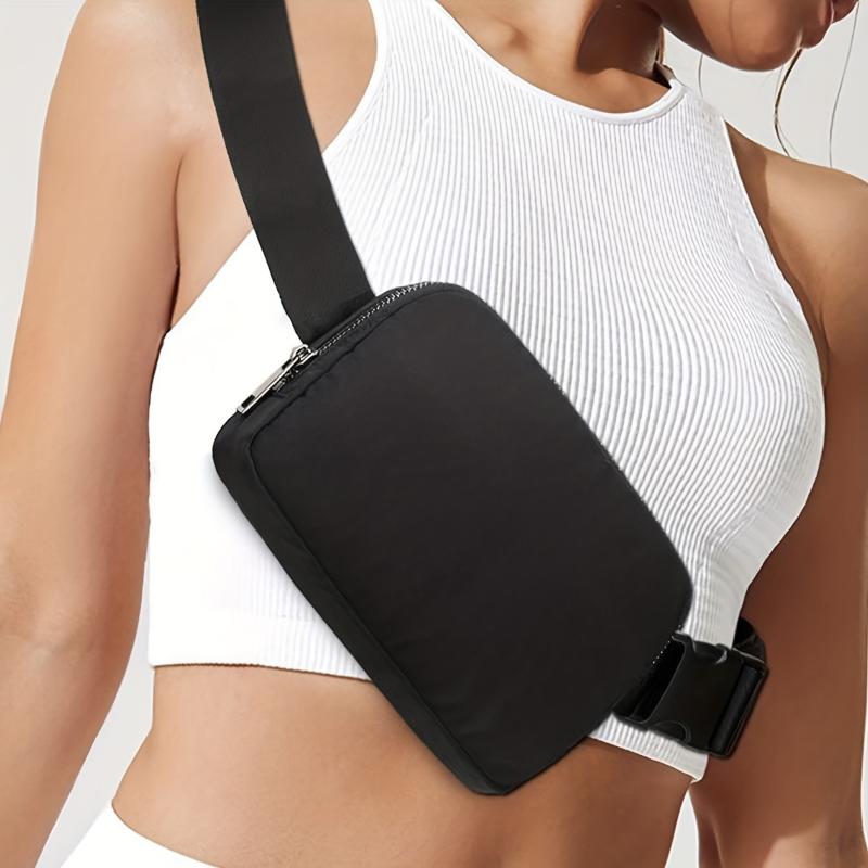 Solid Color Durable Chest Bag, Buckle Nylon Versatile Fanny Pack, Waterproof Sport Adjustable Strap Crossbody Waist Bag