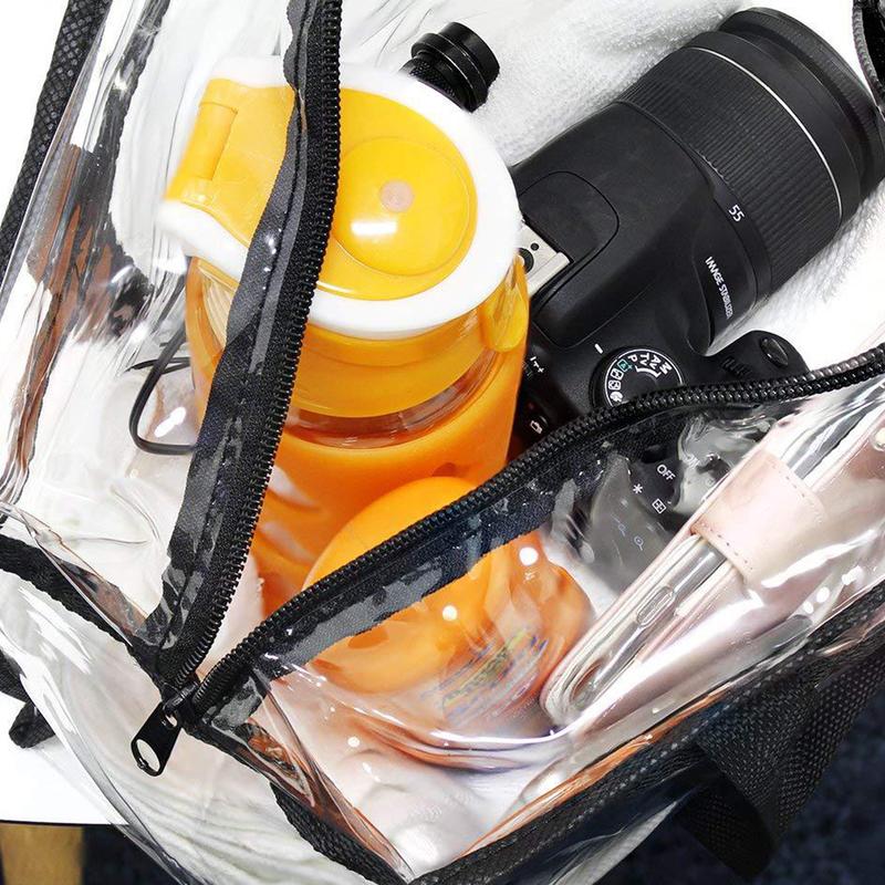 2Pcs Clear Tote Bags Large Capacity Transparent Shoulder Bag Flexible Clear Lunch Bag for Concerts Sporting Events Music Festivals Work School Gym