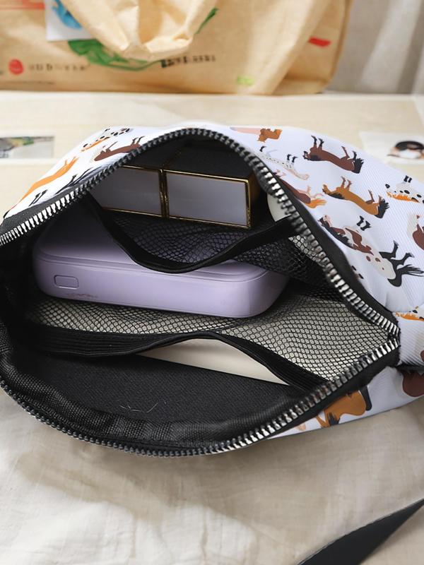 Horse Pattern Fanny Pack, Large Capacity Travel Organizer, Portable Travel Belt Bag, Casual and Stylish Belt Bag with Zipper Closure